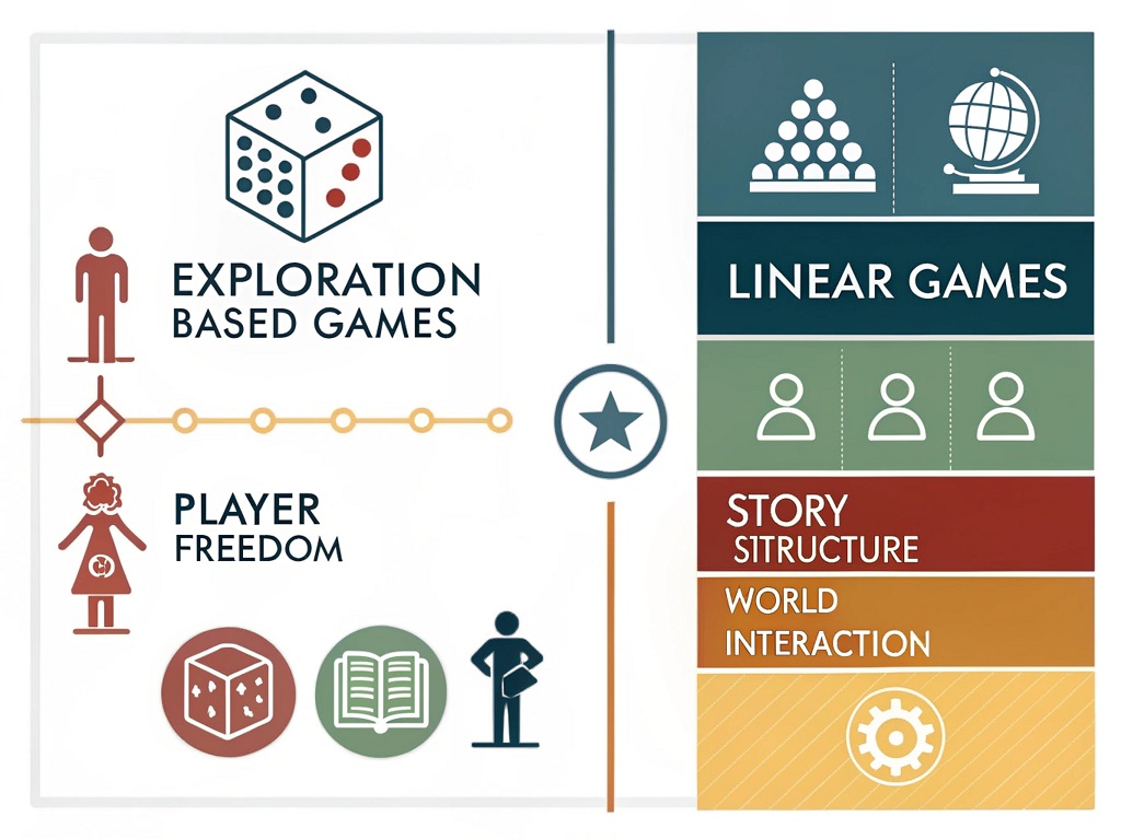 Can a game have both exploration and linear elements