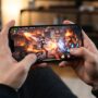 Smartphone playing intense offline action game displaying smooth high FPS counter.