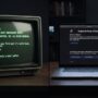 A dark monitor screen displaying glowing green command prompt text for adventure gaming.
