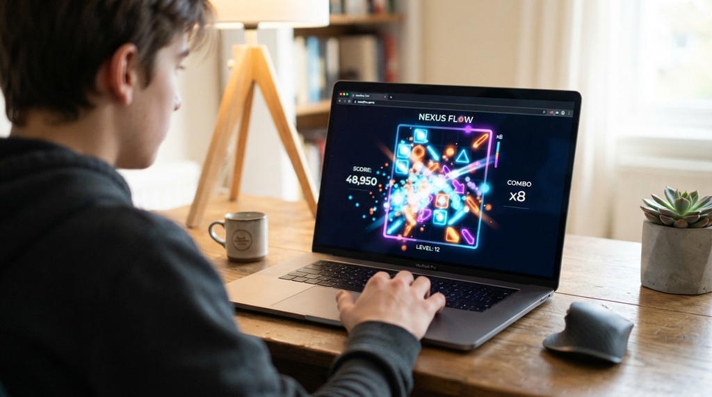 Person playing an unblocked casual game inside a web browser window.