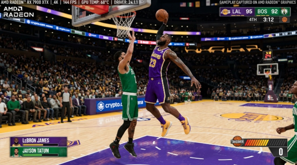 NBA 2K26 gameplay screenshot showing high-quality visuals on AMD Radeon GPU