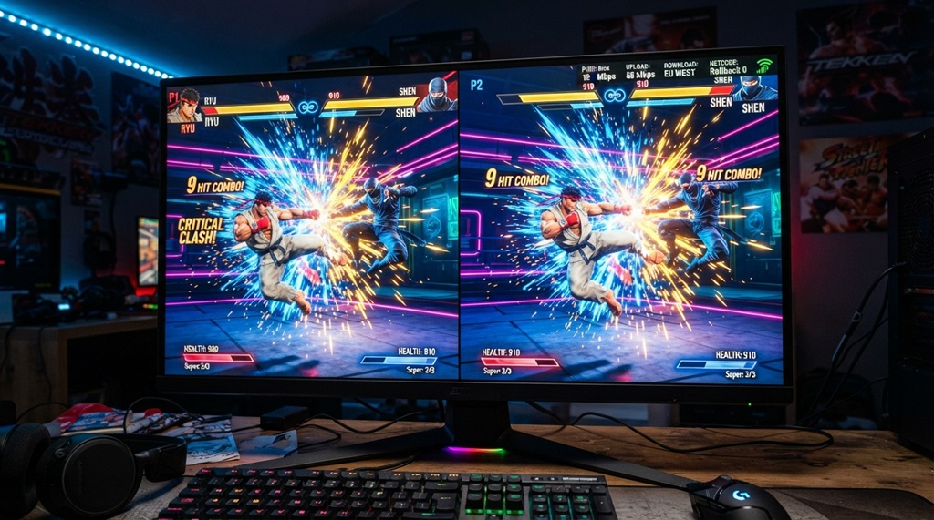 Two characters battling in a fast-paced cloud fighting game on PC.