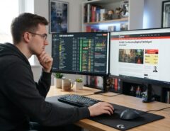 Man analyzing independent game review ratings on a computer screen.