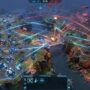 A real-time strategy game screen showing a dynamic command map and unit paths.