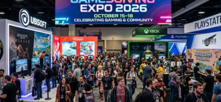 GamesGiving Expo 2026 gaming convention floor with exhibitor booths and attendees