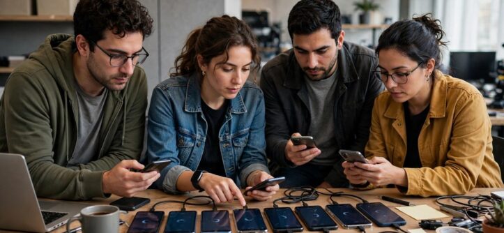 Android game development team testing game on budget phones