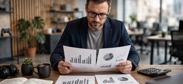 Business owner comparing pricing models for hiring game development services contract