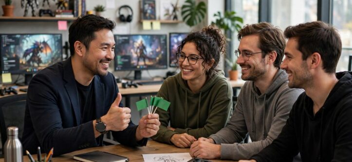 Buyer confirming green flags while interviewing right game development company team