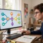 Learner choosing branching scenario path inside interactive educational game scene