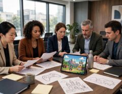School committee reviewing educational game development partner proposals during procurement meeting