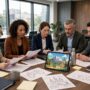 School committee reviewing educational game development partner proposals during procurement meeting